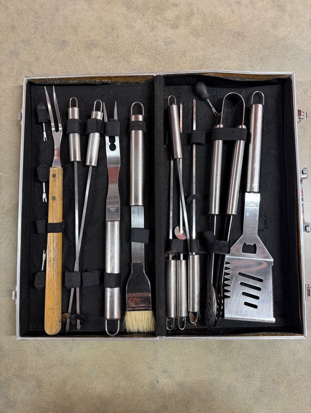 12-Piece Stainless Steel BBQ Tool Set with Aluminum Carrying Case